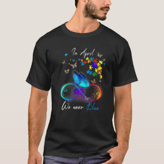 T-shirt Ruban Papillon En Avril Nous Portons L'Autisme Ble