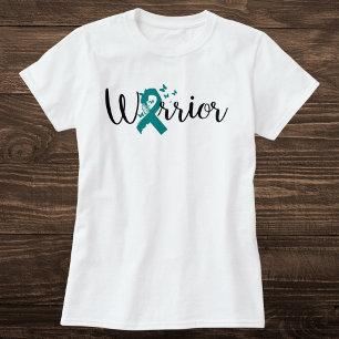 T-shirt Ruban papillon turquoise du guerrier du cancer de 