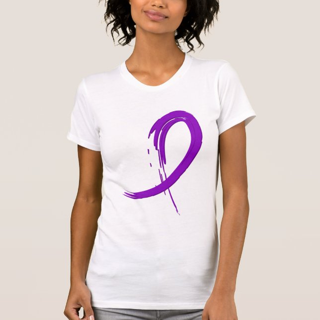 T-shirt Ruban pourpre A4 de maladie d'Alzheimer (Devant)