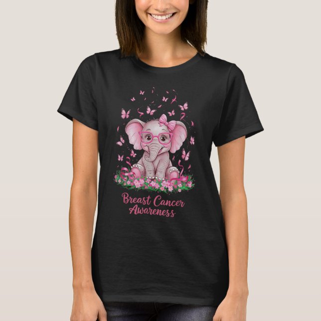 T-shirt Ruban rose Cancer du sein Sensibilisation Cure Ele (Devant)