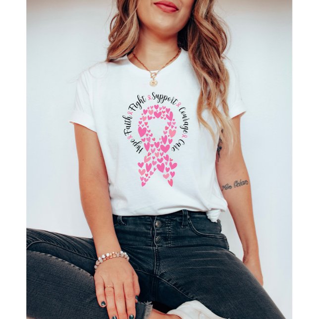 T-shirt Ruban rose et Coeurs Mois du cancer du sein (Créateur téléchargé)