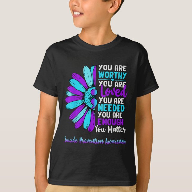 T-shirt Ruban sarcelle de sensibilisation à la prévention  (Devant)