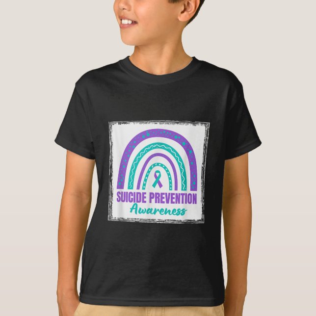 T-shirt Ruban sarcelle et violet de sensibilisation à la p (Devant)