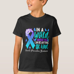 T-shirt Ruban sarcelle violet Soyez Gentil pour la prévent