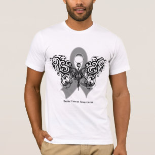 T-shirt Ruban tribal de papillon de cancer du cerveau