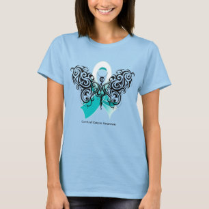 T-shirt Ruban tribal de papillon de cancer du col de