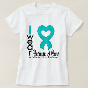 T-shirt Ruban turquoise de coeur de Cancer ovarien puisque