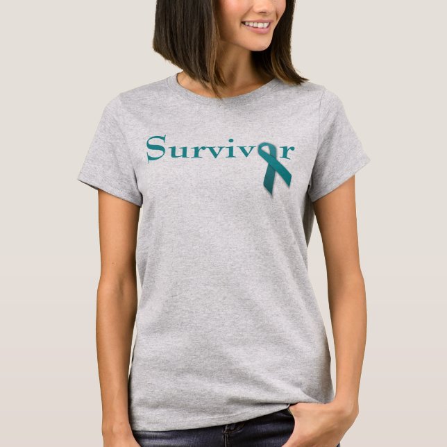 T-shirt Ruban turquoise survivant (Devant)