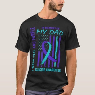 T-shirt Ruban turquoise Violet En Mémoire De Papa Suicide