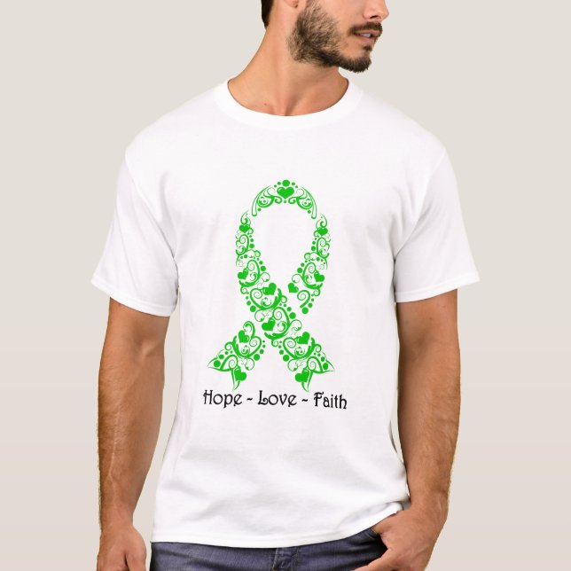 T-shirt Ruban vert de conscience d'espoir (Devant)