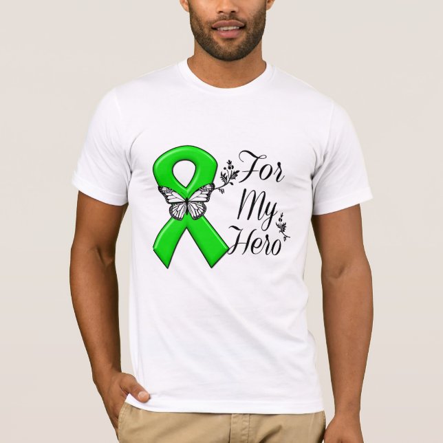 T-shirt Ruban vert de conscience pour mon héros (Devant)