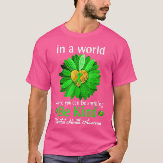 T-shirt Ruban vert de tournesol Soyez gentil pour la sensi