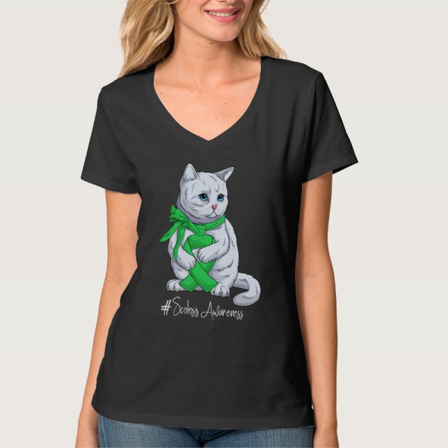 T-shirt Ruban Vert Mois de la sensibilisation à la scolios (Devant)