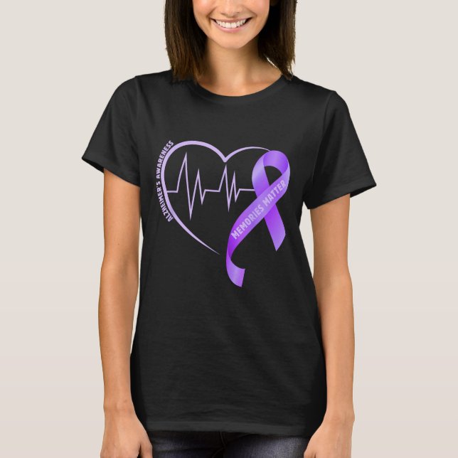 T-shirt Ruban violet de sensibilisation à la maladie d'Alz (Devant)