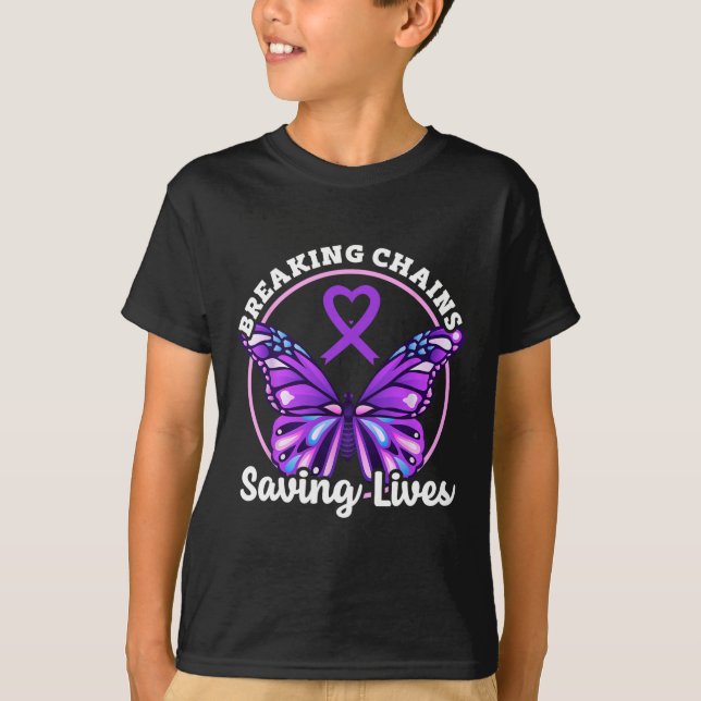 T-shirt Ruban Violet de Sensibilisation au Surdosage de Dr (Devant)