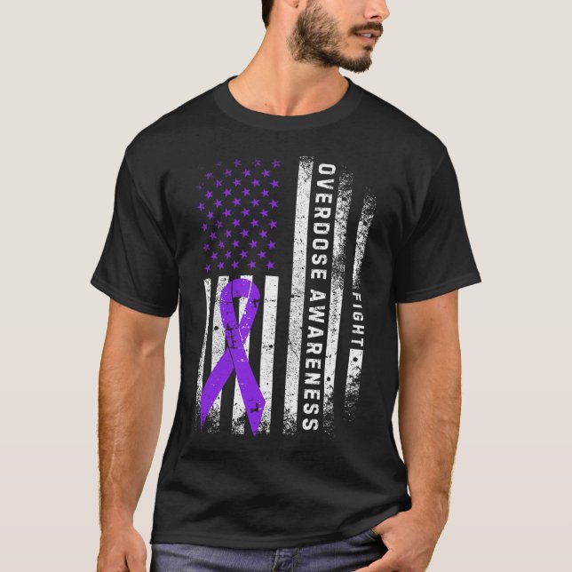 T-shirt Ruban Violet de Sensibilisation au Surdosage Drape (Devant)