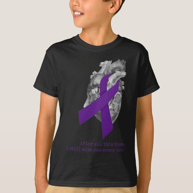 T-shirt Ruban Violet de Sensibilisation Cœur Te Manque  (Devant)