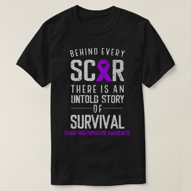 T-shirt Ruban Violet Derrière Scar Chiari Malformation Awa (Design devant)