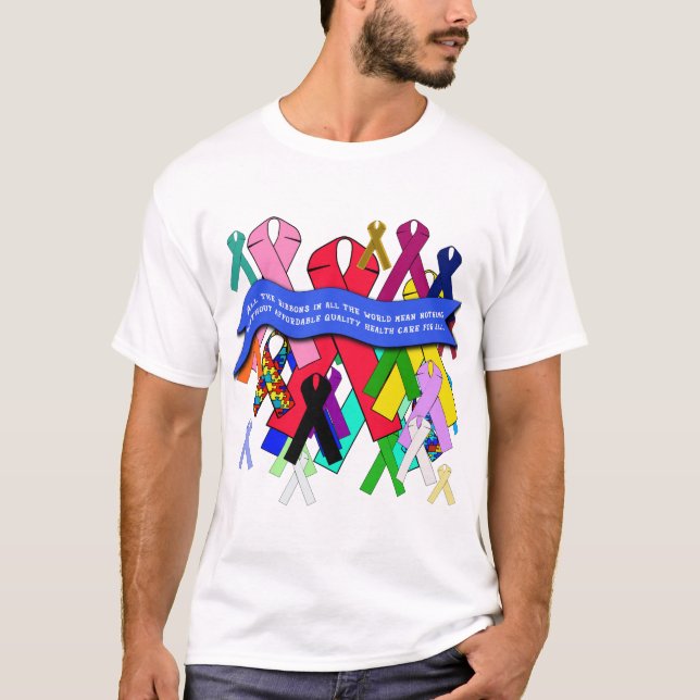 T-shirt Rubans de conscience pour des soins de santé (Devant)
