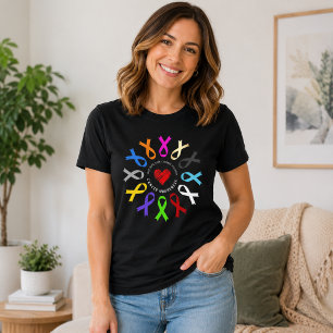 T-shirt Rubans de sensibilisation au cancer Couleurs Cœur
