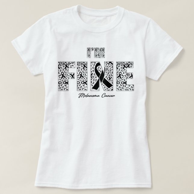 T-shirt Rubans fins de sensibilisation au cancer du mélano (Design devant)