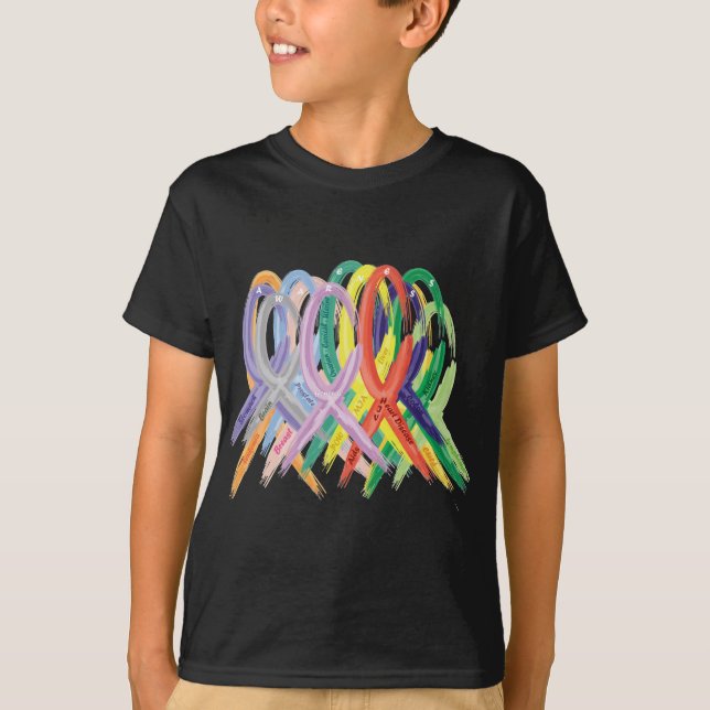 T-shirt Rubans multicolores pour la sensibilisation (Devant)