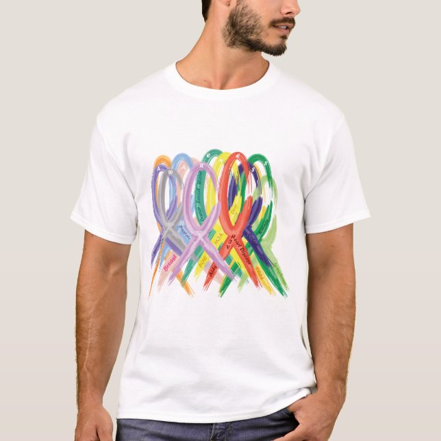 T-shirt Rubans multicolores pour la sensibilisation (Devant)