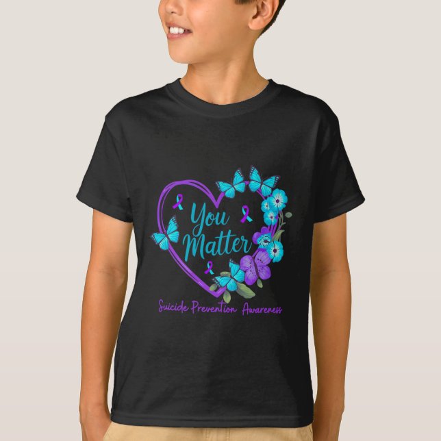 T-shirt Rubans sarcelle violet de sensibilisation à la pré (Devant)