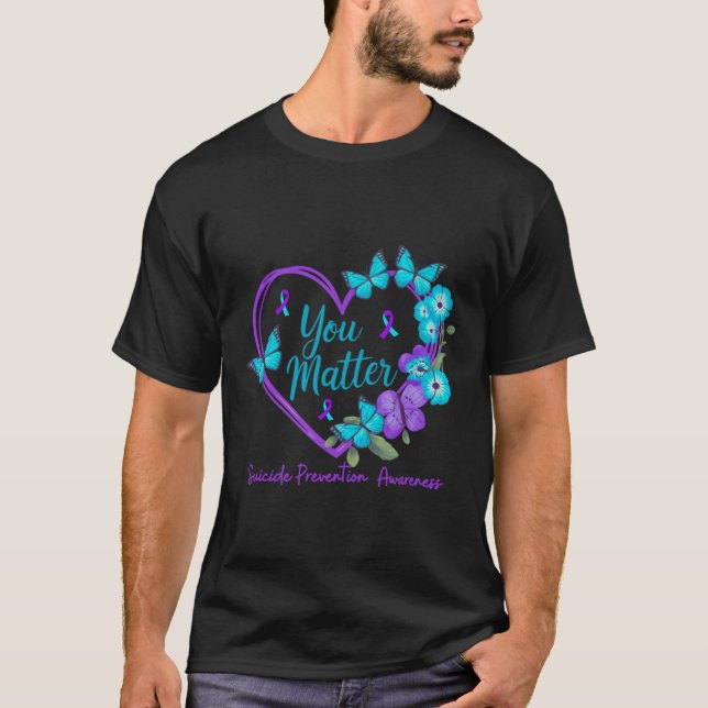 T-shirt Rubans sarcelle violet de sensibilisation à la pré (Devant)