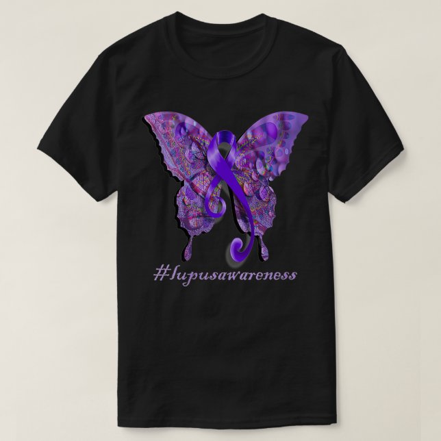 T-shirt Rubans violets pour femmes Papillons Support Lupus (Design devant)