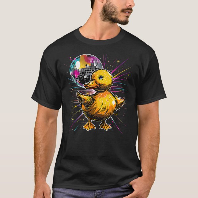 T-shirt Rubber Duck Disco Dancing Disco Ball Music Rubber  (Devant)