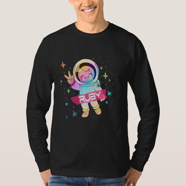 T-shirt RUBY - Adorable nom de fille avec astronaute migno (Devant)