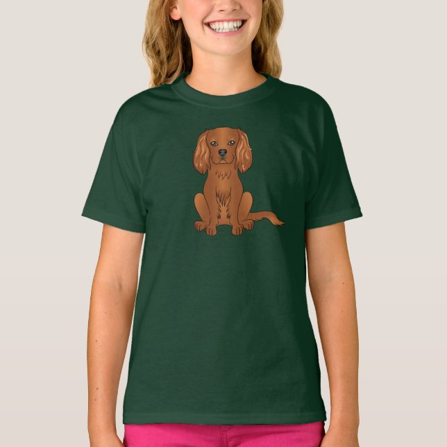 T-shirt Ruby Cavalier King Charles Spaniel Chien assis (Devant)