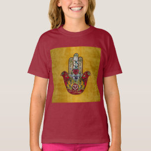 T-shirt Ruby Pomegranate Heart Red Bird Hamsa