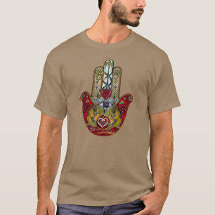 T-shirt Ruby Pomegranate Heart Red Bird Hamsa
