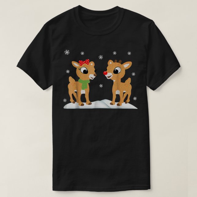 T-shirt Rudolph and Clarice Shirt Christmas Kids Girls Tee (Design devant)