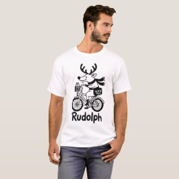 T-shirt Rudolph le renne faisant du vélo