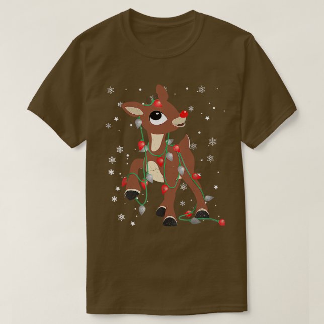 T-shirt Rudolph Le Renne Rouge Pour Enfants Et Noël (Design devant)