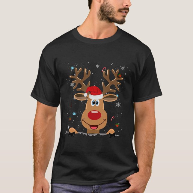 T-shirt Rudolph Red Nose Reindeer Père Noël Noël (Devant)
