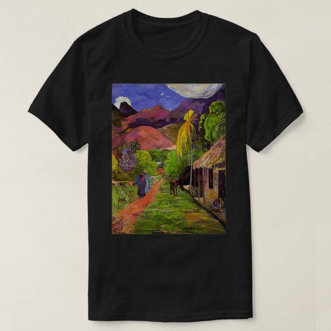 T-shirt Rue de Tahiti Tropical Polynésien Paul Gauguin Art (Design devant)