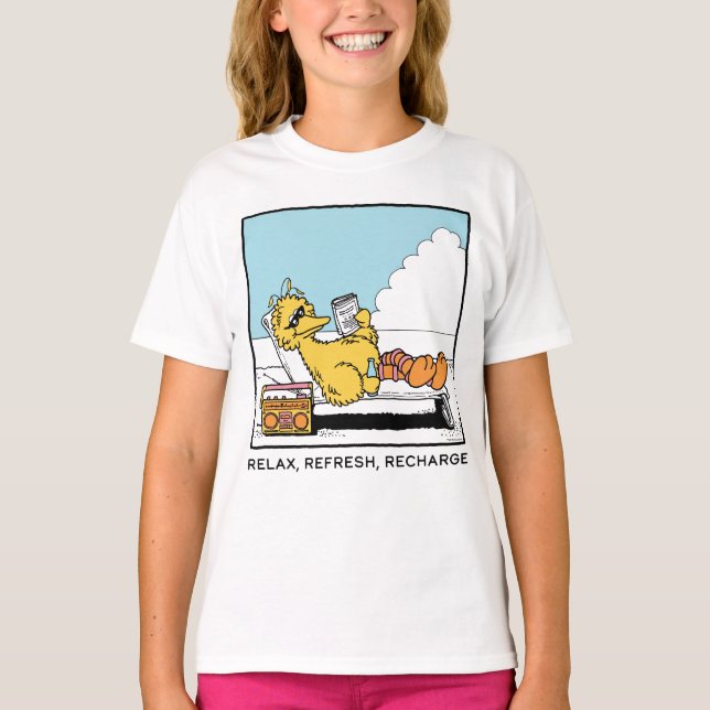 T-shirt Rue Sésame | Big Bird Relax Refresh Recharge (Devant)