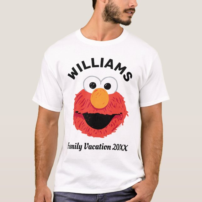 T-shirt Rue Sésame | Elmo Famille Vacances (Devant)