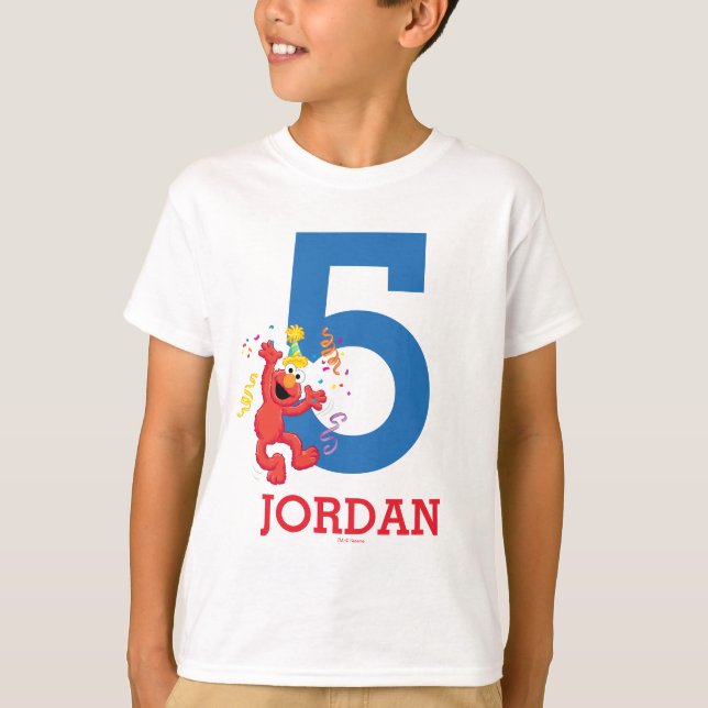 T-shirt Rue Sésame | Elmo - Rainbow 5e anniversaire (Devant)