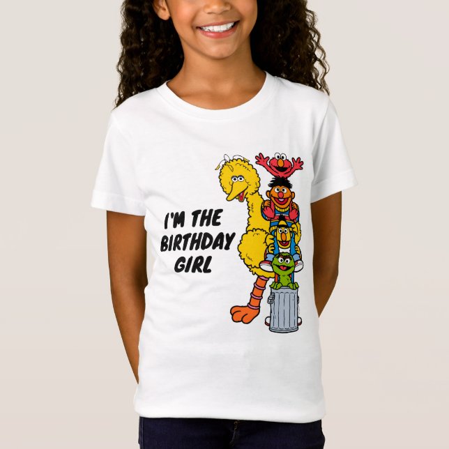 T-Shirt Rue Sésame | Je suis la fille d'anniversaire (Devant)