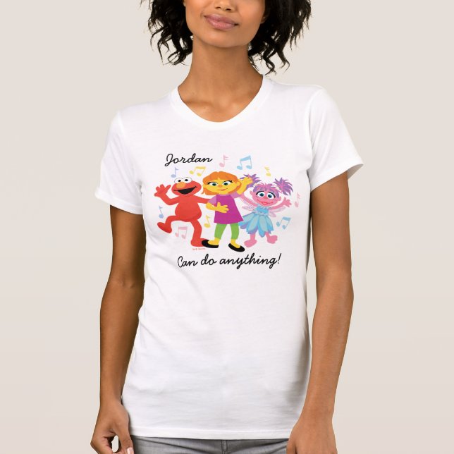 T-shirt Rue Sésame | Julia, Elmo et Abby dansent (Devant)