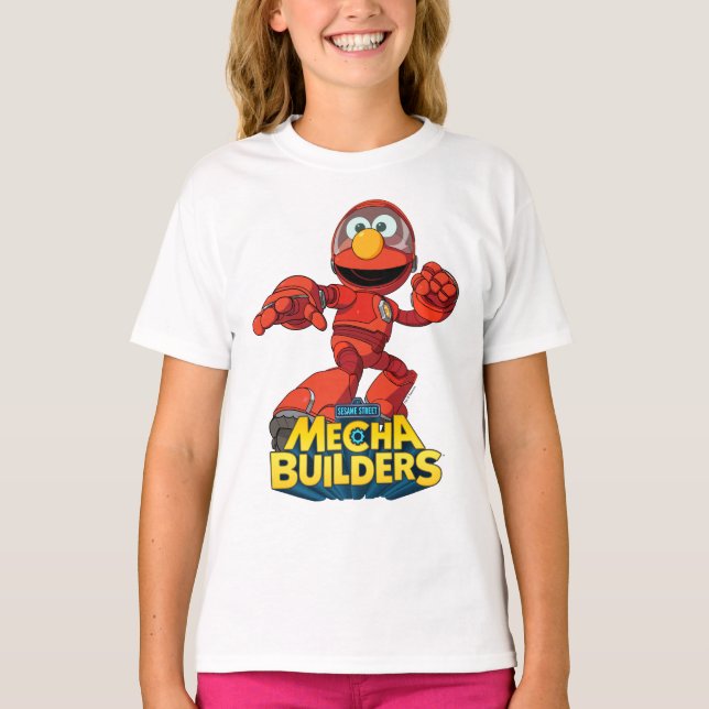 T-shirt Rue Sésame | Méca Builders Elmo En Action (Devant)