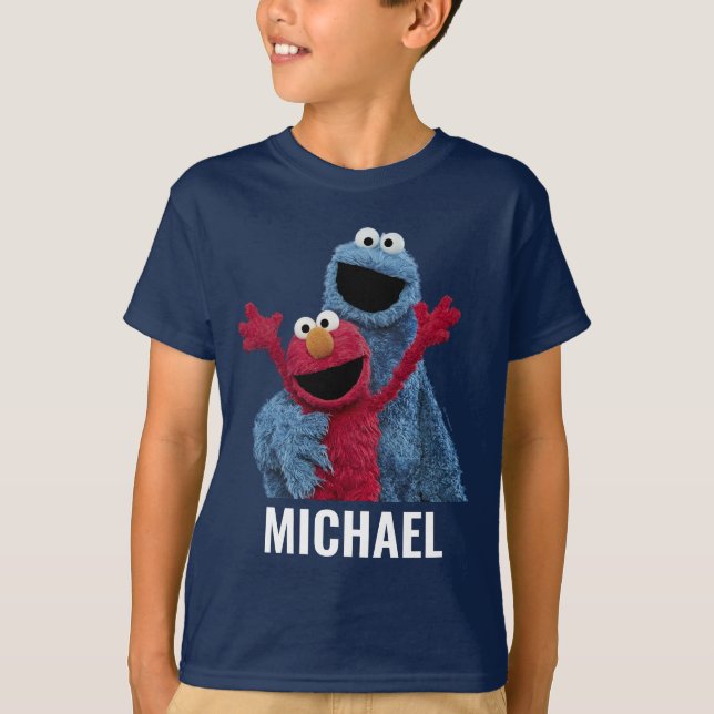 T-shirt Rue Sésame | Monstre Elmo & Cookie (Devant)