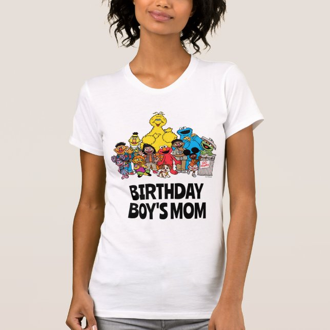 T-shirt Rue Sésame | Sesame Pals Anniversaire Garçon's Mom (Devant)