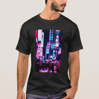 T-shirt Rues De Tokyo Scène De Nuit Japonaise Avec Lumière