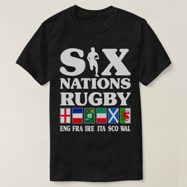 T-shirt Rugby 6 Nations Angleterre France Irlande Italie É (Design devant)